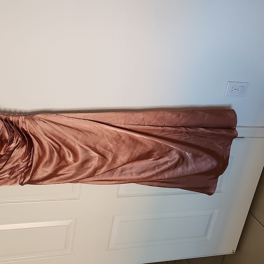 ✨️ GALINA SIGNATURE charmeuse draped one-shoulder Quartz Slit Maxi Dress. Sz 6 - Picture 7 of 13